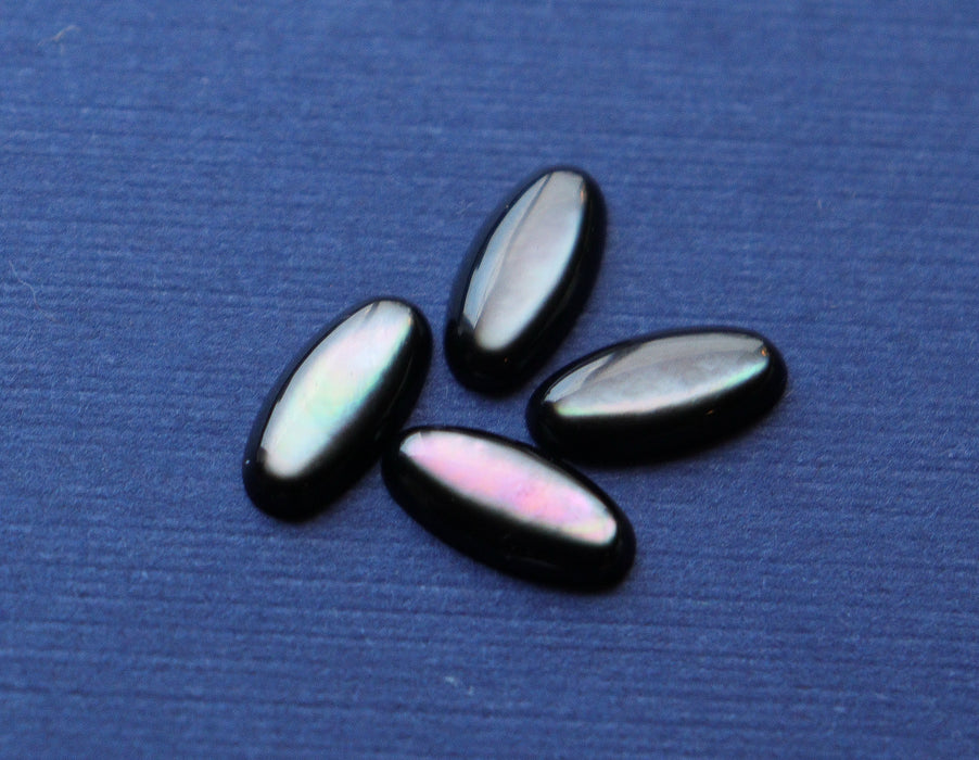 Black Tahitian Mother of Pearl cabochons 14x7mm
