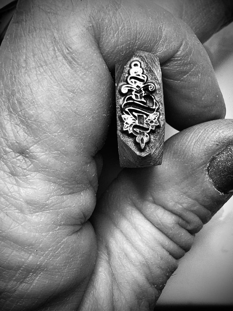 Sword through heart stamp