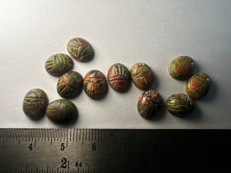 Unakite scarabs 8x10 ovals