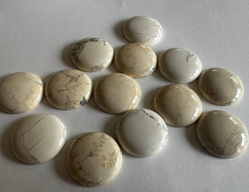 White jasper agate cabochons 2 sizes