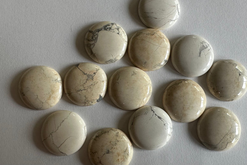 White jasper agate cabochons 2 sizes
