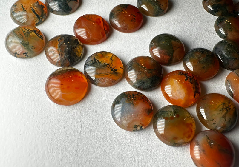 carnelian moss agate cabochons (Multiple sizes)