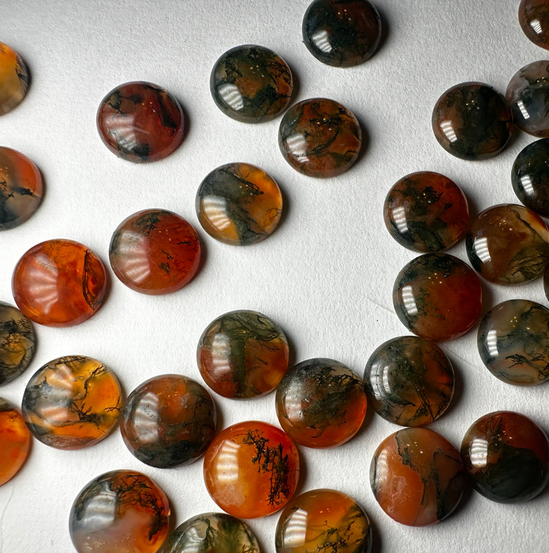carnelian moss agate cabochons (Multiple sizes)