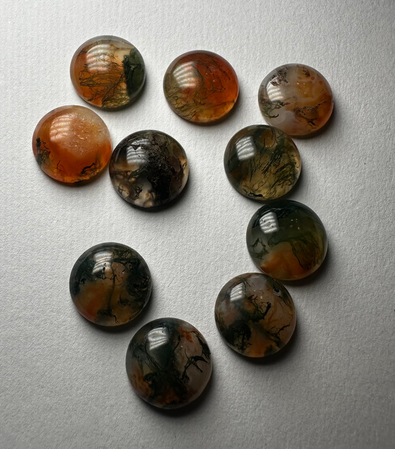 carnelian moss agate cabochons (Multiple sizes)