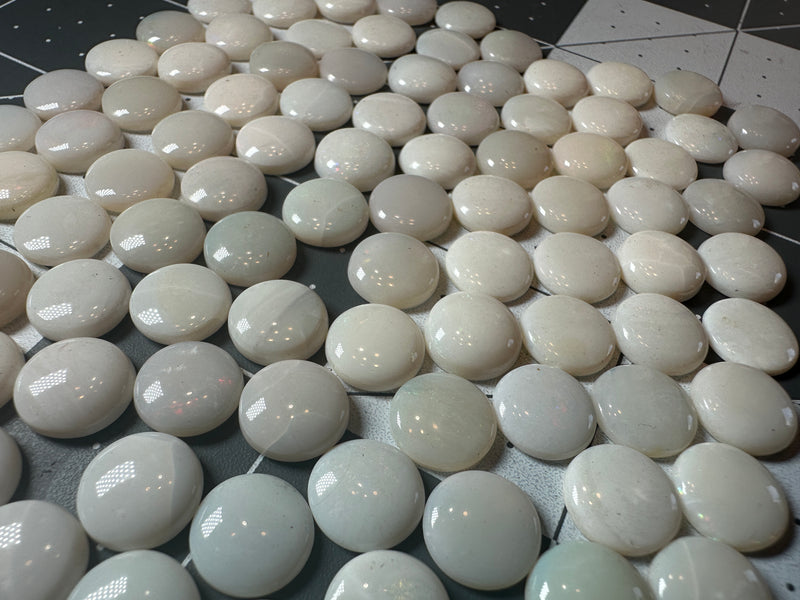 White Opal 10mm round cabochon
