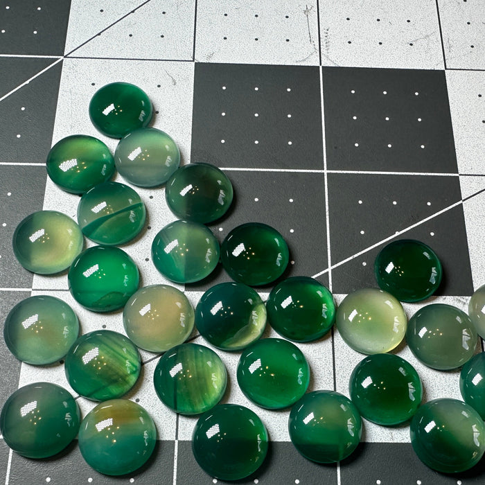 Green dryed Chalcedony Cabochons 12mm round