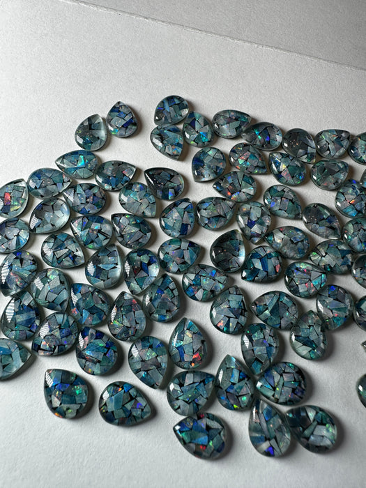 Mosaic Opal Triplet 9x7mm Pear Cabochons