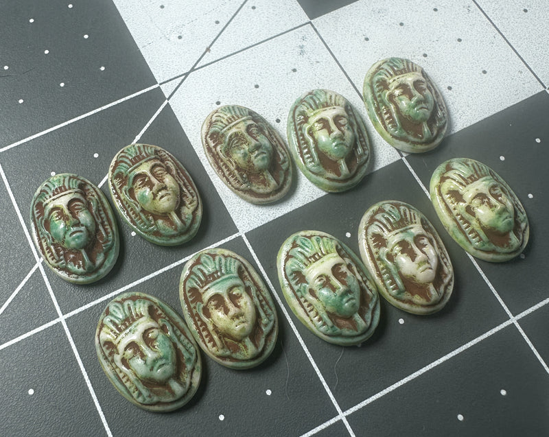 Glass Egyptian Pharaoh Cameos 16x11mm