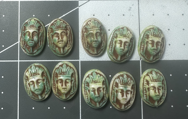 Glass Egyptian Pharaoh Cameos 16x11mm