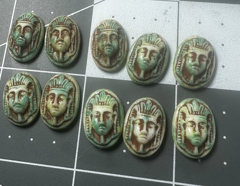 Glass Egyptian Pharaoh Cameos 16x11mm