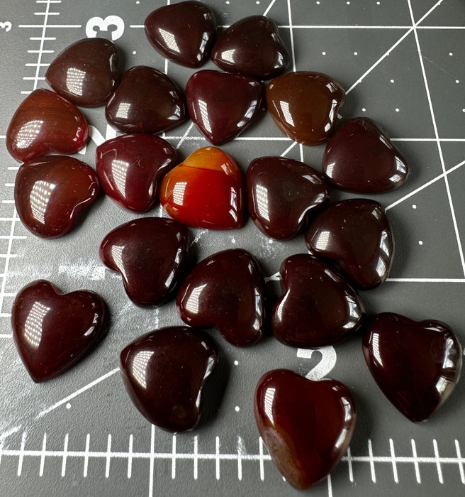 Carnelian Heart Cabochons 15 mm