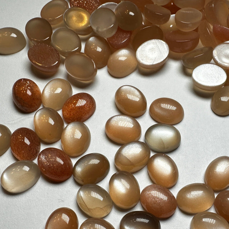 Peach Moonstone Cabochons 9x7mm oval