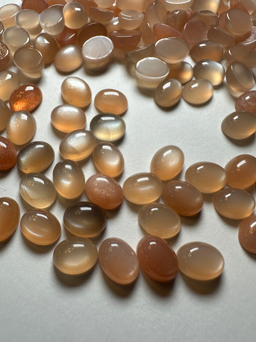 Peach Moonstone Cabochons 9x7mm oval