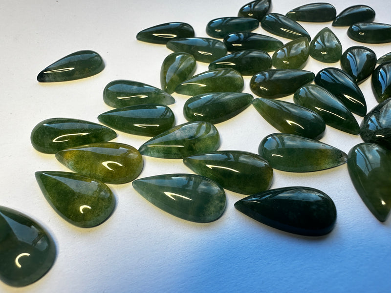 Moss Agate Cabochon 11x21 Teardrops