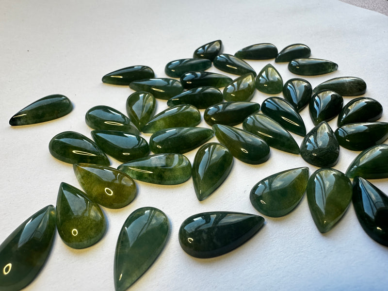 Moss Agate Cabochon 11x21 Teardrops