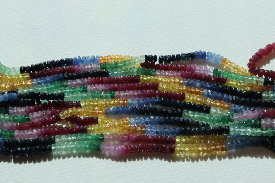 Ruby, Sapphire, and Emerald Faceted Beads