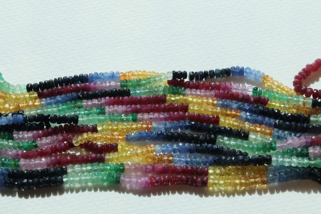 Ruby, Sapphire, and Emerald Faceted Beads