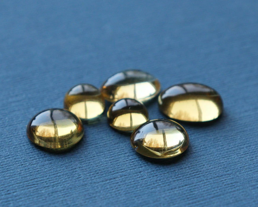 Cabochons citrines ronds 9mm