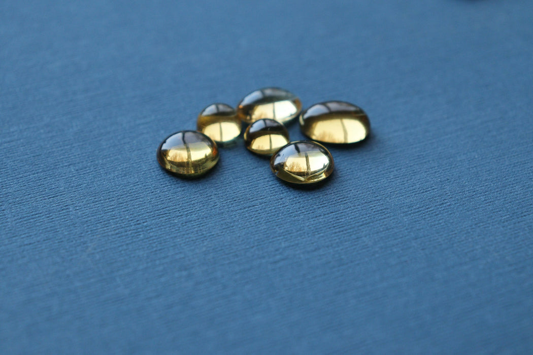 Cabochons citrines ronds 9mm