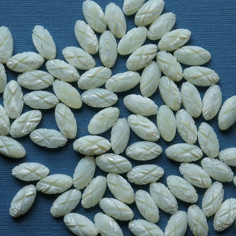 Carved Mother of Pearl Cabochons14x7 mm