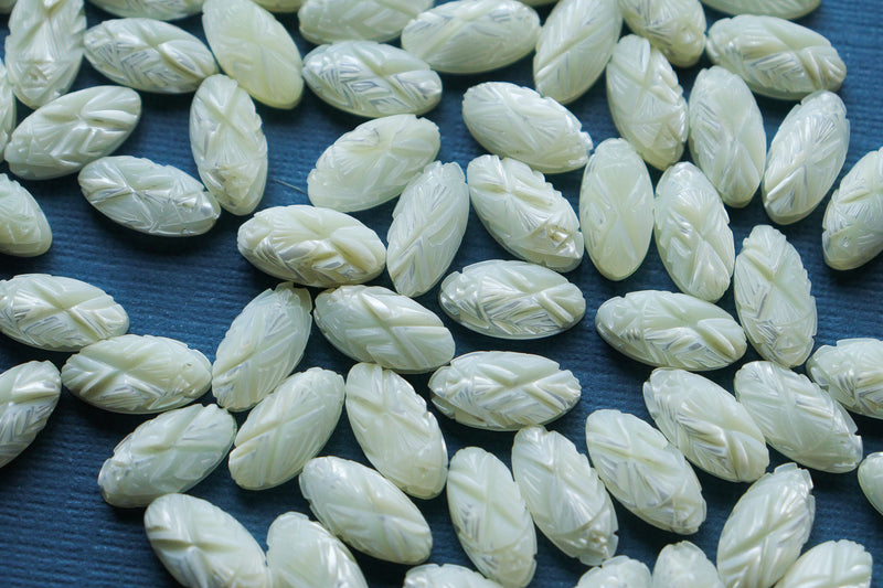 Carved Mother of Pearl Cabochons14x7 mm