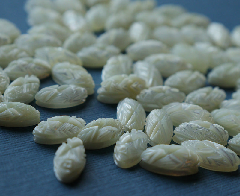 Carved Mother of Pearl Cabochons14x7 mm