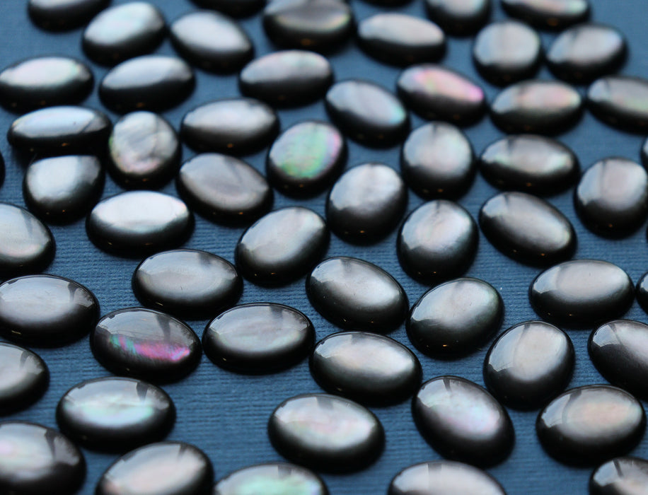 Black Tahitian Mother of Pearl cabochons 16x12 mm