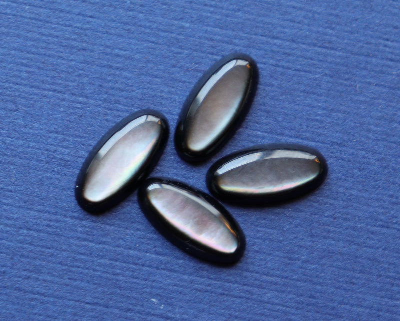 Black Tahitian Mother of Pearl cabochons 14x7mm