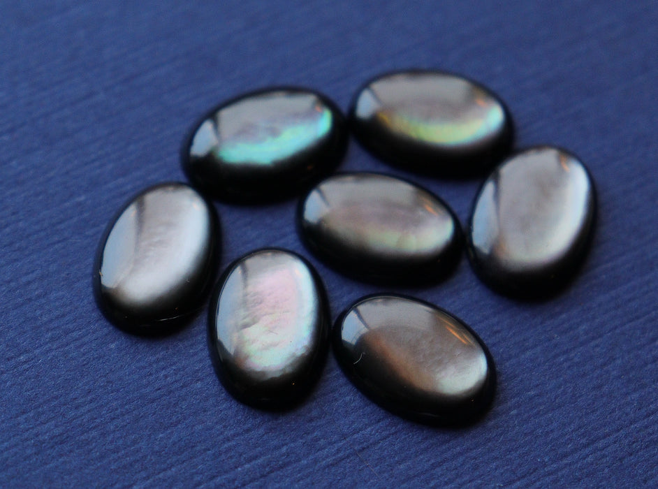 Black Tahitian Mother of Pearl cabochons 14x10mm