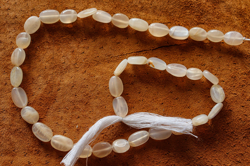 Light Pink Moonstone Beads 10x7mm flat oval