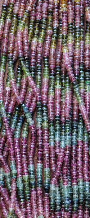 Multicolored Tourmaline Beads Faceted  3.5mm