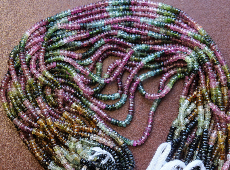 Multicolored Tourmaline Beads Faceted  3.5mm
