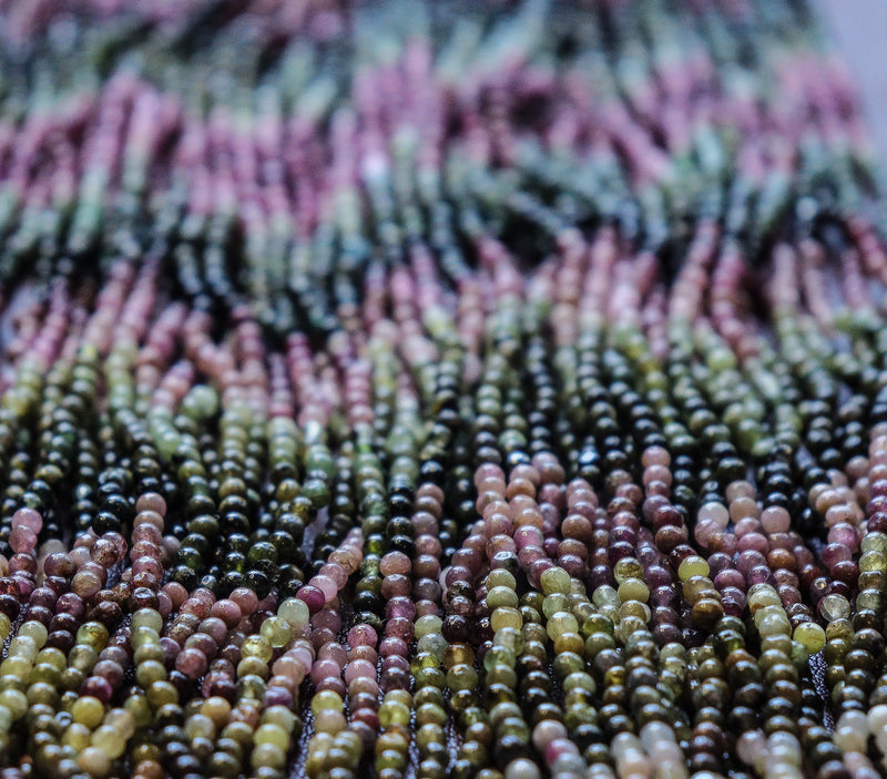 Perles Tourmaline multicolores rondes 3mm