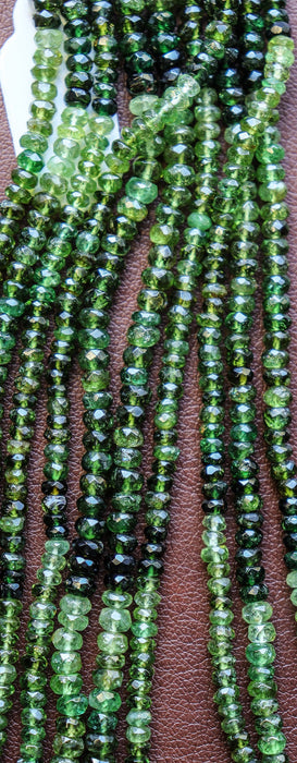 Green Tourmaline Beads Faceted  4x4mm