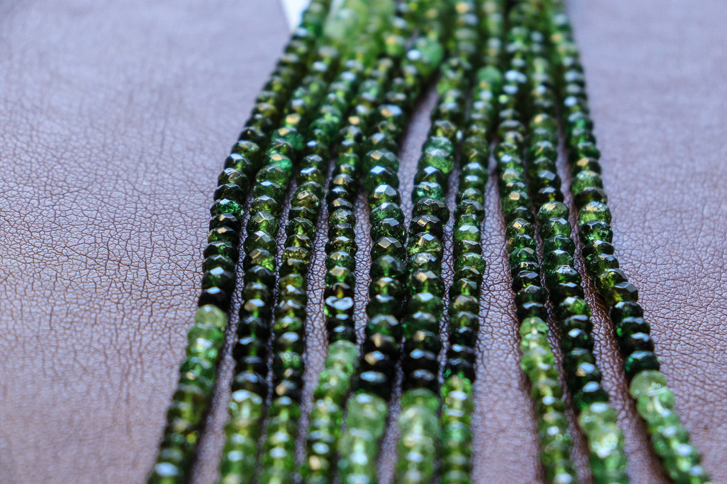 Green Tourmaline Beads Faceted  4x4mm